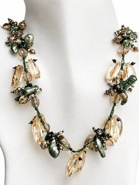 Keshi pearl and Swarovski crystal necklace